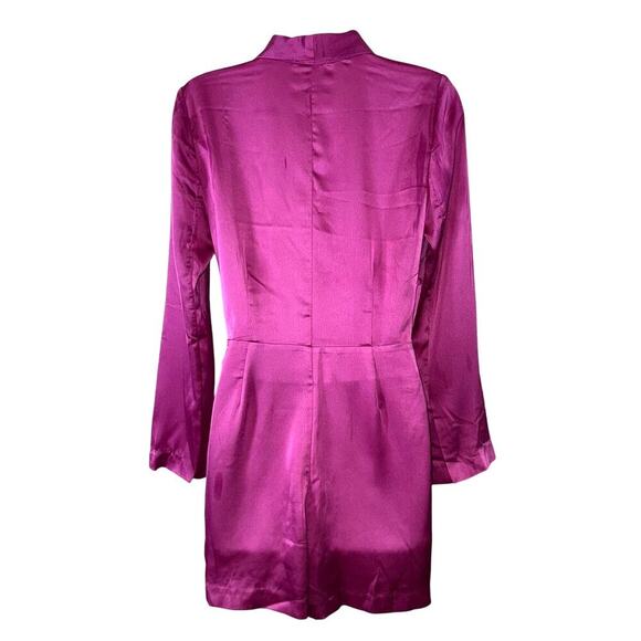 Boutique Brand &Merci All Business Pink Satin Blazer Romper Sz Small - Picture 2 of 4